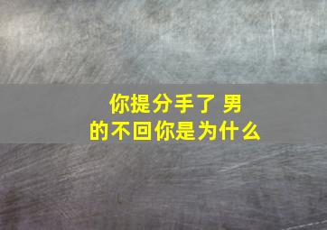 你提分手了 男的不回你是为什么